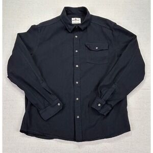 American Giant Mens Large Black Cotton Button Down Shirt Long Sleeve Pocket USA